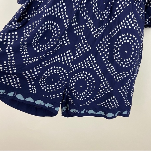Sanctuary Blue & White Polka Dot Shibori Romper Sz S Summer Vacation - Picture 4 of 12